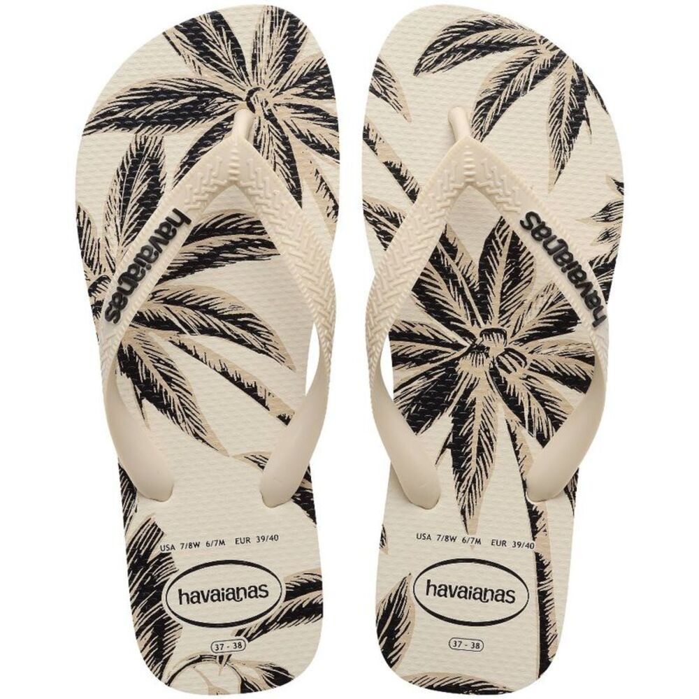 Havaianas Women's Logo Flip Sandals - Beige/Black  Beige, Black, White